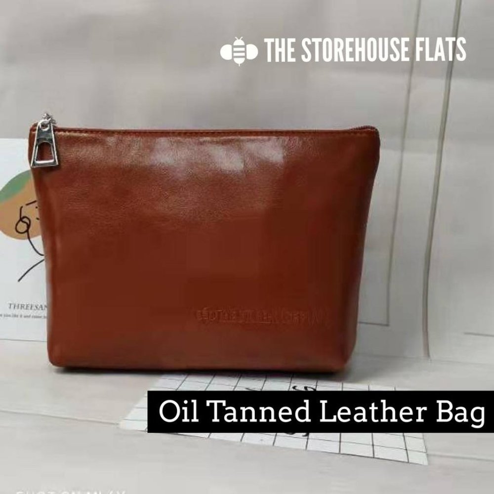 Storehouse Flats Brown Oil Tanned Leather Bag